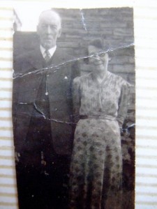 Harry Lambert, Alice Lambert, dressed up. Possibly their wedding day, Wold Newton, 1944. 