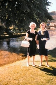 Eileen and Peggy, beside the Windrush at Bourton