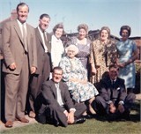 John Waite's grandmother, Annie Steel at the wedding. She sits at the front surrounded by her children: back row l to r: Jack,, Walter, Dora, Betty – John's mum – Nan and Ivy. Front row Ike, Annie and Charles.