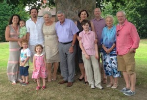 Caroline and Mark with Jack, Charlie and Ava; Susan and John; Sally and Alex with Jacob; Eileen, John