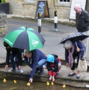 And they're off..! The ducks begin their epic race. Ben, Alex, Jacob, Sue. 