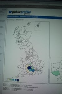 1881: The distribution of the Minchin surname in the UK, according to the Royal Mail.